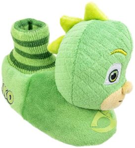 pj masks kids slipper, gekko socktop slip on,plush,green, toddler size 9/10
