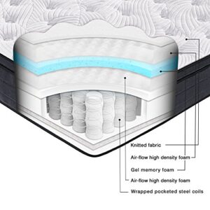 Sweetnight King Mattress in a Box - 12 Inch Plush Pillow Top Hybrid Mattress, Gel Memory Foam for Sleep Cool, Motion Isolating Individually Wrapped Coils, King Size, Twilight