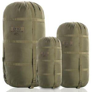 m-tac sleeping bag compression stuff sack military water resistant compression bag lightweight nylon compression sack for travel, camping, hiking, outdoor (olive, m - 12 liters)