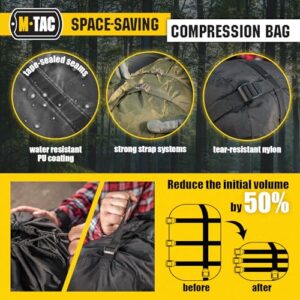 M-Tac Sleeping Bag Compression Stuff Sack Military Water Resistant Compression Bag Lightweight Nylon Compression Sack for Travel, Camping, Hiking, Outdoor (Olive, M - 12 liters)