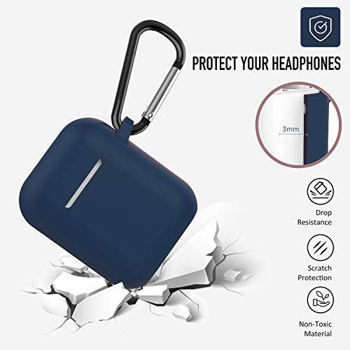 Coffea Protective Silicone Case with Keychain for Apple AirPods 1 & 2 (Front LED Not Visible) (Navy)