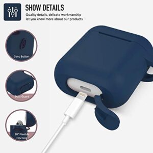 Coffea Protective Silicone Case with Keychain for Apple AirPods 1 & 2 (Front LED Not Visible) (Navy)