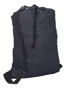 ameratex heavy duty 10 oz denim laundry bag with shoulder strap 22in x 28in - made in the usa