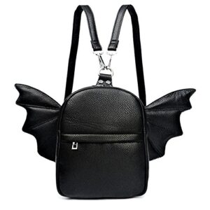 prime original women fashion mini backpack | detachable bat angel wing shoulder bag (black)