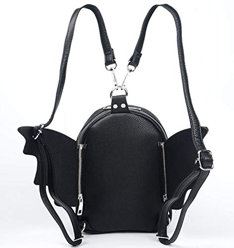 Prime Original Women Fashion Mini Backpack | Detachable Bat Angel Wing Shoulder Bag (Black)