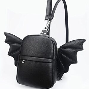 Prime Original Women Fashion Mini Backpack | Detachable Bat Angel Wing Shoulder Bag (Black)