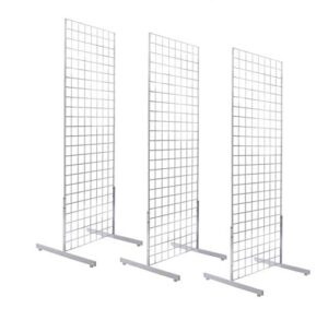 only hangers 2' x 6' gridwall panel tower with t-base floorstanding display kit, 3-pack white …