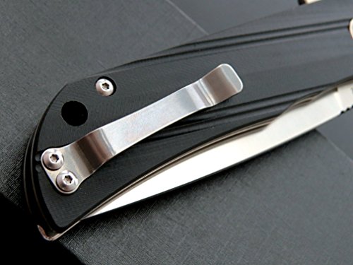 Eafengrow CH3001-G10 Folding Knives D2 Steel Blade G10 Material Handle Camping Knife Flipper Blade Knife Hunting Survival Hand EDC Tools (Black)