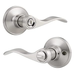 knobonly 5 pack bedroom bathroom privacy keyless door handle brushed nickel finish drop lockset right or left handed levers