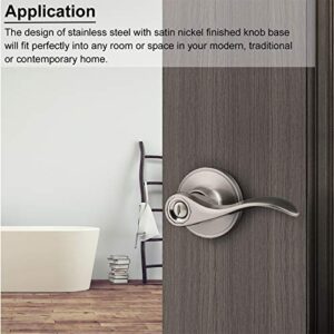 Knobonly 5 Pack Bedroom Bathroom Privacy Keyless Door Handle Brushed Nickel Finish Drop Lockset Right or Left Handed Levers