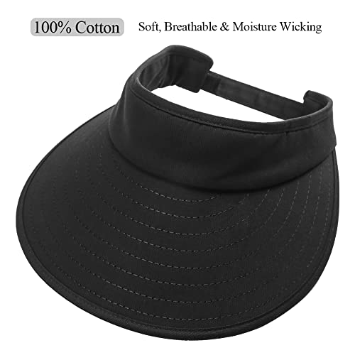 Sun Visor Hats Women Large Brim Summer UV Protection Beach Cap Black