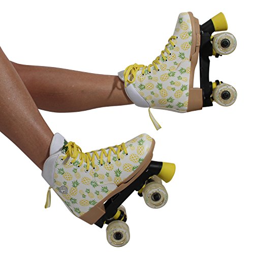 Circle Society Classic Adjustable Children's Roller Skates, 3-7 US Girls, Crushed Pineapple,White
