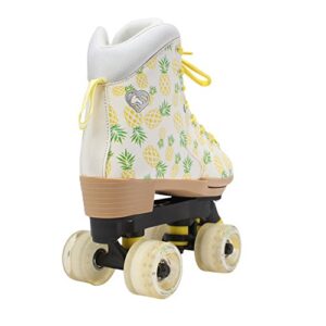 Circle Society Classic Adjustable Children's Roller Skates, 3-7 US Girls, Crushed Pineapple,White