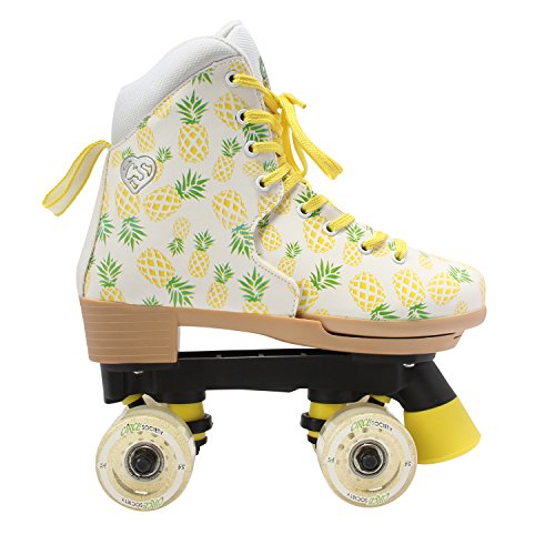 Circle Society Classic Adjustable Children's Roller Skates, 3-7 US Girls, Crushed Pineapple,White