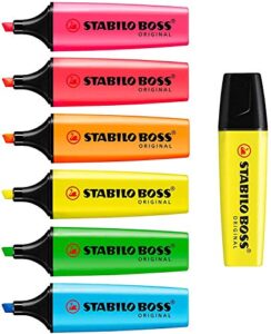 stabilo boss original highlighter pens highlighter markers - bumper pack of 7 - neon