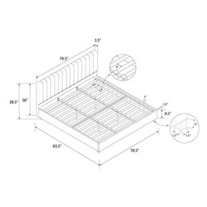 Novogratz Brittany Upholstered Platform Bed Frame, Green Linen, King