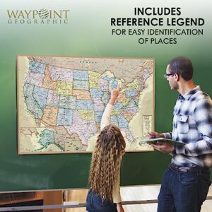 Waypoint Geographic Boardroom Series USA Wall Map, Antique-Style Laminated World Map Poster, Educational Wall Art For Home, Classroom, or Office, Unique Gifts, 24” x 36”