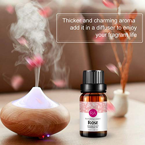 Rose Essential Oil 100% Pure Organic Rose Oil for Diffuser, Perfume, Massage, Aroma, Bath - 10ML