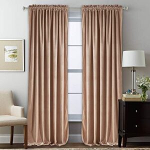 stangh nursery sunlight blush velvet curtains - elegant interior decoration large window blackout velvet drapes for living room, 52 x 96 inches long, blush beige, 2 pcs