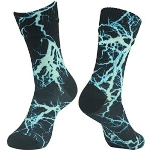 randy sun waterproof breathable socks, [sgs certified] unisex zigzag pattern fun pattern printed stocking fashion tube sock hiking active socks large