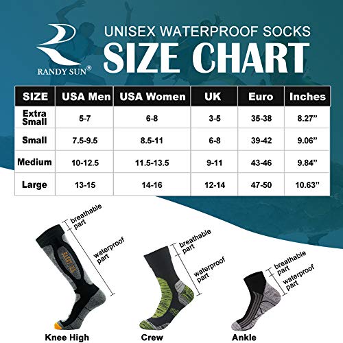 RANDY SUN Waterproof Breathable Socks, [SGS Certified] Unisex Zigzag Pattern Fun Pattern Printed Stocking Fashion Tube Sock Hiking Active Socks Large