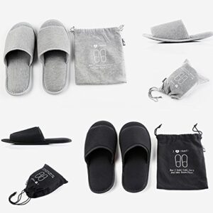 Comfysail Foldable Portable Slippers Washable Open Toe Towelling Slippers with Storage Bag for Spa Travel Hotel/Home Guest 34-43