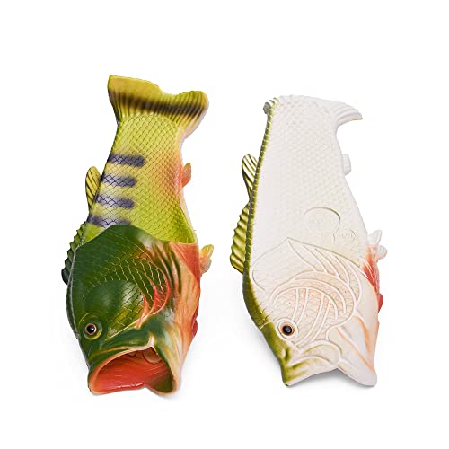 Coddies Fish Flip Flops | The Original Fish Slippers | Funny Gift, Unisex Sandals, Bass Slides, Pool, Beach & Shower Shoes | Men, Women & Kids (Green | 9-10 Men | 10-11 Women |EU 42-43)