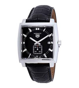 tag heuer monaco black dial leather strap men's watch waw131afc6177