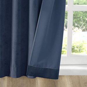 SUN SMART 510 Design Colt Darkening Poly Velvet -Rod Pocket/Back Tab Treatment Curtain Set Window Panel Pair Blackout Drapes for Bedroom Living Room and Dorm, 37x84, Navy, 2 Piece