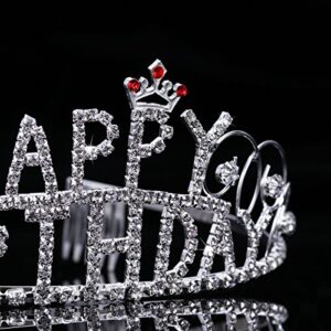 Frcolor Happy Birthday Crown Tiara Crystal Rhinestone Crown Wedding Hair Comb Bride Tiara for Women