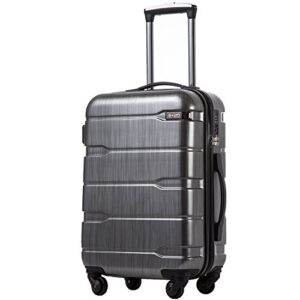 coolife luggage expandable(only 28") suitcase pc+abs spinner built-in tsa lock 20in 24in 28in carry on