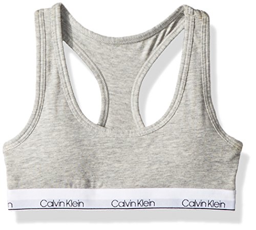 Calvin Klein Girls' Big Modern Cotton Molded Bralette, Heather Grey, Medium