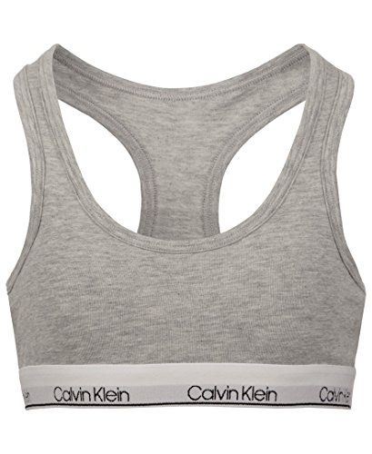 Calvin Klein Girls' Big Modern Cotton Molded Bralette, Heather Grey, Medium