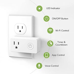 BN-LINK WiFi Heavy Duty Smart Plug Outlet, No Hub Required with Timer Function, White, Compatible with Alexa and Google Assistant, 2.4 Ghz Network Only (4 Pack)