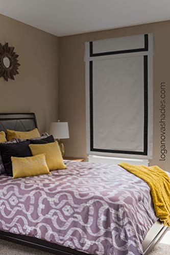 LOGANOVA Faux Linen Roman Shades With Valance For Large & Small Windows, and French Doors. Custom Made. Optional Blackout Lining Blocks 99.9% Of Light. Cordless Motorized Or Chain Mechanism.