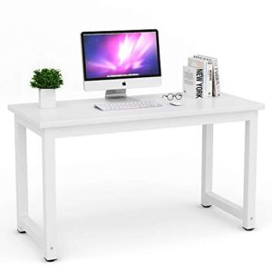 tribesigns modern simple style computer desk pc laptop study table workstation for home office white