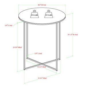 Walker Edison Cora Modern Glass Top Round Accent Table with X Base, 16 Inch, Glass and Chrome