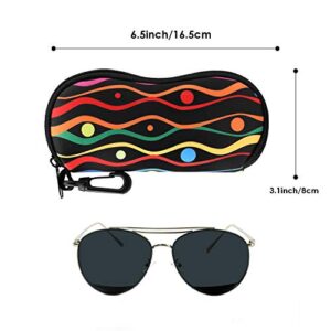 MoKo Sunglasses Soft Case Ultra Light Neoprene Zipper Eyeglass Case with Clip, Zigzag Stripe