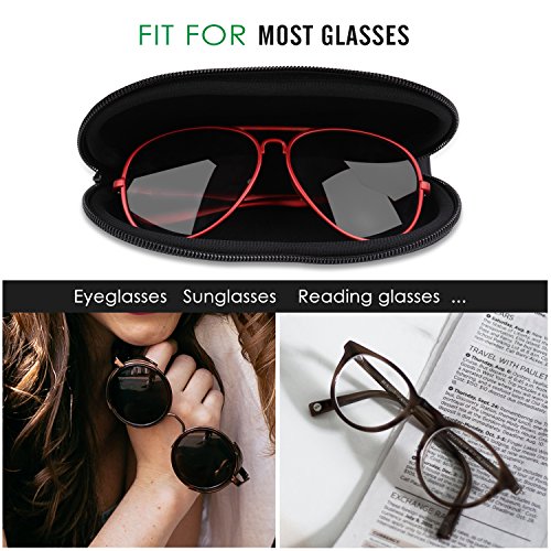 MoKo Sunglasses Soft Case Ultra Light Neoprene Zipper Eyeglass Case with Clip, Zigzag Stripe