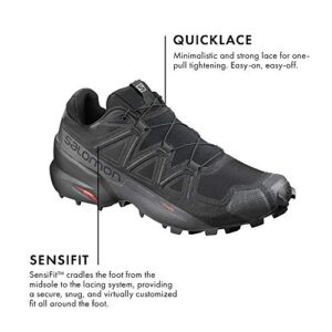 Salomon Speedcross 5 Trail Running Shoes for Men, Black/Black/Phantom, 9