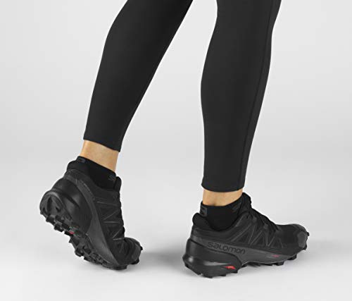 Salomon Speedcross 5 Trail Running Shoes for Women, Black/Black/Phantom, 7.5