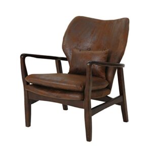 christopher knight home haddie mid century modern fabric club chair, brown and dark espresso, 31.25d x 26.25w x 32.75h inch