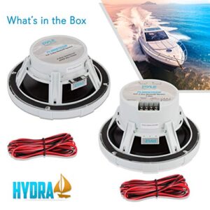 Pyle 6.5 Inch Bluetooth Marine Speakers - 2-way IP-X4 Waterproof and Weather Resistant Outdoor Audio Dual Stereo Sound System with 600 Watt Power and Low Profile Design - 1 Pair - PLMRBT65W (White)