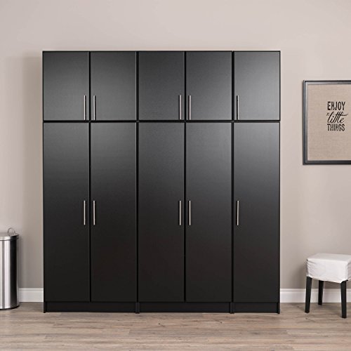 Prepac Elite Functional Tall Shop Cabinet with Adjustable Shelves, Simplistic Freestanding 2-Door Garage Cabinet 16" D x 32" W x 65" H, Black, BES-3264