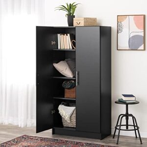 Prepac Elite Functional Tall Shop Cabinet with Adjustable Shelves, Simplistic Freestanding 2-Door Garage Cabinet 16" D x 32" W x 65" H, Black, BES-3264
