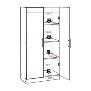 Prepac Elite Functional Tall Shop Cabinet with Adjustable Shelves, Simplistic Freestanding 2-Door Garage Cabinet 16" D x 32" W x 65" H, Black, BES-3264