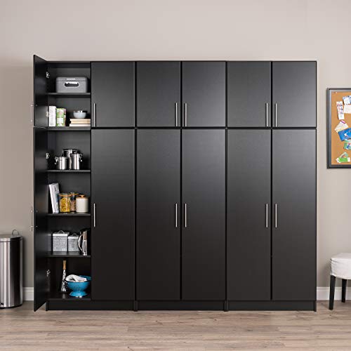 Prepac Elite Functional Tall Shop Cabinet with Adjustable Shelves, Simplistic Freestanding 2-Door Garage Cabinet 16" D x 32" W x 65" H, Black, BES-3264