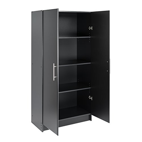 Prepac Elite Functional Tall Shop Cabinet with Adjustable Shelves, Simplistic Freestanding 2-Door Garage Cabinet 16" D x 32" W x 65" H, Black, BES-3264