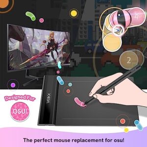 Drawing Tablet,VEIKK S640 Digital Graphics Tablet, 6x4 Inch Ultra-Thin Portable OSU! Tablet, Battery-Free Stylus for OSU! Game and Teaching Online Classes,Support Windows Mac Linux Chrome Android OS