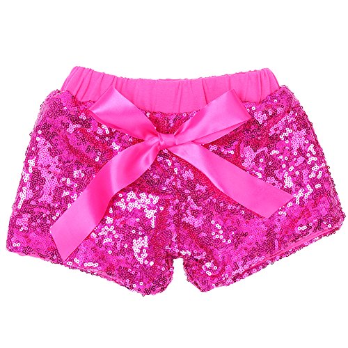 Cilucu Baby Girls Shorts Toddler Sequin Shorts Sparkles on Both Sides Hot Pink 5T